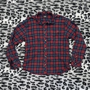 Billabong Red and Blue Plaid Casual Shirt